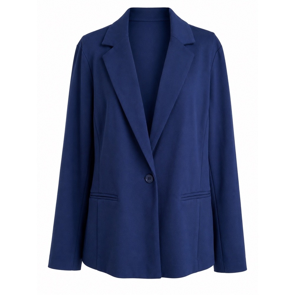 Ashley Stewart Ponte Blazer Size 16 Blue Peacoat Machine Wash Career Jacket